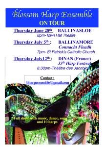 Image of poster with harp ensemble upcoming tour